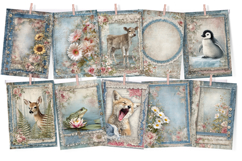 Lace &amp; Denim Junk Journal Kit 65 Vintage Floral Pages Product Image 3