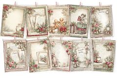 Christmas &amp; Lace Digital Paper for Junk Journals Product Image 2