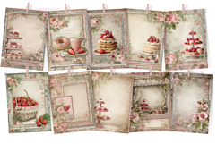 Strawberries &amp; Lace Digital Paper for Journals and Crafts Product Image 4