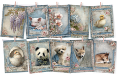 Lace &amp; Denim Junk Journal Kit 65 Vintage Floral Pages Product Image 4