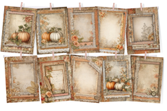 Autumn &amp; Lace Vintage Junk Journal Digital Paper Pack Product Image 2