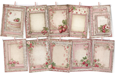 Strawberry &amp; Lace Junk Journal Paper 30 Digital Pages Product Image 4