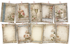 Cream &amp; Lace Vintage Floral Junk Journal Paper Pack Product Image 2