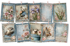 Lace &amp; Denim Junk Journal Kit 65 Vintage Floral Pages Product Image 5