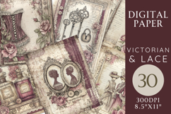 Victorian &amp; Lace Junk Journal Paper 30 Printable Pages Product Image 1