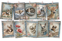 Lace &amp; Denim Junk Journal Kit 65 Vintage Floral Pages Product Image 7