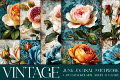 Vintage Patchwork Background, Junk Journal Style Papers, s11 Product Image 1