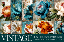 Vintage Patchwork Background, Junk Journal Style Papers, s12 Product Image 1
