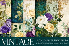 Vintage Patchwork Background, Junk Journal Style Papers, s17 Product Image 1