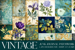 Vintage Patchwork Background, Junk Journal Style Papers, s21 Product Image 1