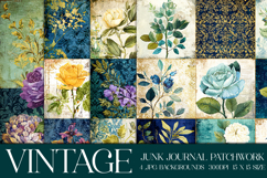 Vintage Patchwork Background, Junk Journal Style Papers, s3 Product Image 1