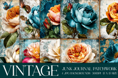 Vintage Patchwork Background, Junk Journal Style Papers, s4 Product Image 1