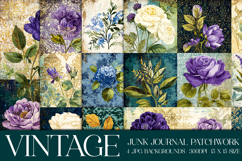 Vintage Patchwork Background, Junk Journal Style Papers, s9 Product Image 1