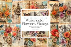 Watercolor Flowers Vintage Junk Journal Bundle Product Image 1