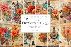 Watercolor Flowers Vintage Junk Journal Bundle Product Image 2