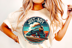 Just A Boy Who Loves Trains PNG, Kids PNG, Locomotive PNG Product Image 2