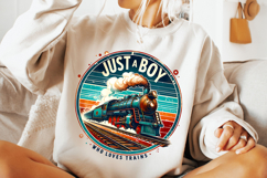 Just A Boy Who Loves Trains PNG, Kids PNG, Locomotive PNG Product Image 3