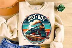Just A Boy Who Loves Trains PNG, Kids PNG, Locomotive PNG Product Image 1
