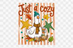Just a Cozy Goose Fall Stripes Png Design Product Image 1