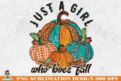 Just a girl who loves fall png / retro fall sublimation Product Image 1