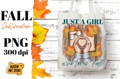 Fall sublimation design "Just a Girl who loves Fall" quote Product Image 1