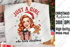 Just a Girl, Retro Christmas Girl Png Product Image 1