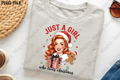 Just a Girl, Retro Christmas Girl Png Product Image 3