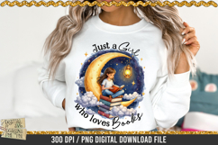 Just a girl who loves books is a professional design that is available at 300dpi PNG to use for Sublimation, iron-on transfer, DTG Printing and normal printing.