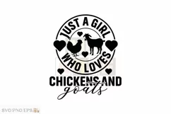 Just A Girl Who Loves Chickens And Goats SVG T-shirt Design Product Image 1