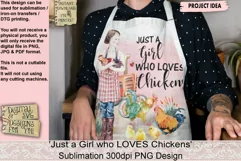 Girl and chicken PNG Digital file for Sublimation, Iron-on transfers, DTG Printing.