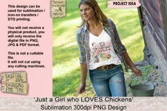 Girl and chicken PNG Digital file for Sublimation, Iron-on transfers, DTG Printing.