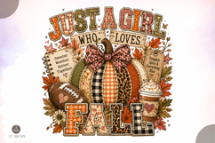 Just A Girl Who Loves Fall PNG,Pumpkin Football Sublimation Product Image 1