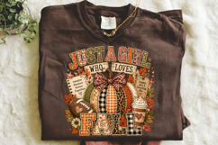 Just A Girl Who Loves Fall PNG,Pumpkin Football Sublimation Product Image 2