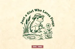 Just a Girl Who Loves Frogs SVG, Cottagecore Frog PNG Design Product Image 1