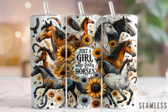 Just A Girl Who Loves Horses Tumbler Wrap, Horse Tumbler PNG Product Image 1
