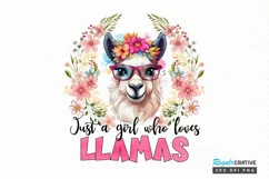 Just a girl who loves llamas Sublimation PNG Product Image 1