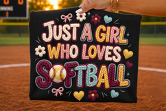 girl loves softball, softball girl png, softball png, faux embroidery, faux yarn, softball shirt, sports sublimation, softball fan, game day shirt, t shirt design