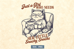 Snacky Snacks Cat SVG PNG | Just a Girl Who Needs Snacks Product Image 1