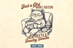 Snacky Snacks Cat SVG PNG | Just a Girl Who Needs Snacks Product Image 1