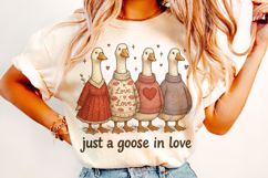 Just a Goose In Love Valentine's Day, Funny Goose PNG, Xoxo Product Image 1