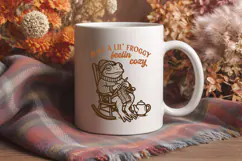 Cozy Frog Knitting SVG | Just a Lil Froggy Feelin Cozy PNG Product Image 3