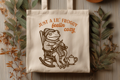 Cozy Frog Knitting SVG | Just a Lil Froggy Feelin Cozy PNG Product Image 2