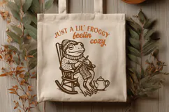Cozy Frog Knitting SVG | Just a Lil Froggy Feelin Cozy PNG Product Image 2