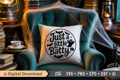 Just A Little Batty SVG File | Halloween Round Sign SVG Product Image 6