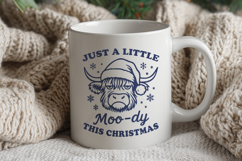 Just a Little Moo-dy This Christmas SVG Funny Highland Cow Product Image 3