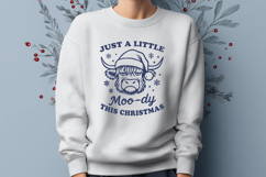 Just a Little Moo-dy This Christmas SVG Funny Highland Cow Product Image 2