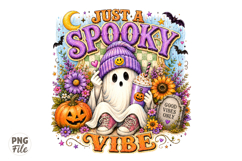 Just A Spooky Vibe PNG, Ghost Halloween Retro Shirt Design Product Image 1