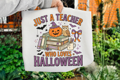Just A Teacher Who Loves Halloween PNG Preppy Fall School Product Image 2