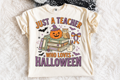 Just A Teacher Who Loves Halloween PNG Preppy Fall School Product Image 3