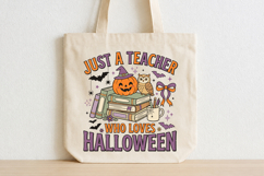 Just A Teacher Who Loves Halloween PNG Preppy Fall School Product Image 4